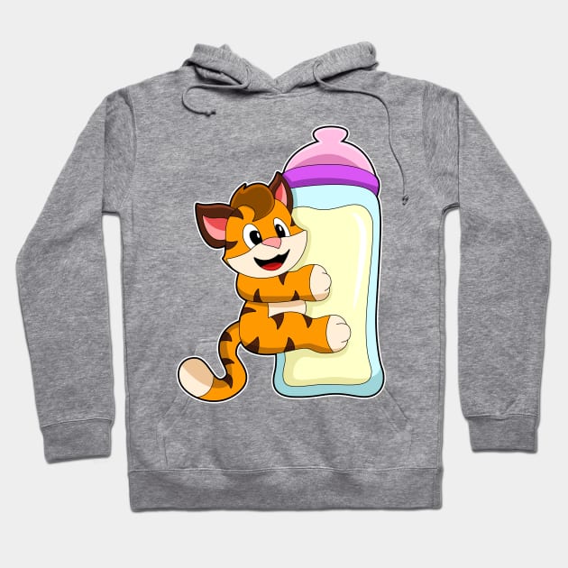 Tiger with Baby bottle of Milk Hoodie by Markus Schnabel